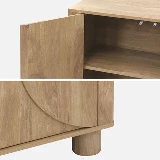 Buffet bois 4 portes 155 cm style contemporain effet manguier réversible