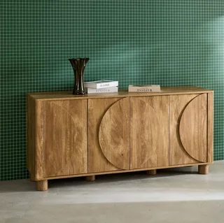 Buffet bois 4 portes 155 cm style contemporain effet manguier réversible