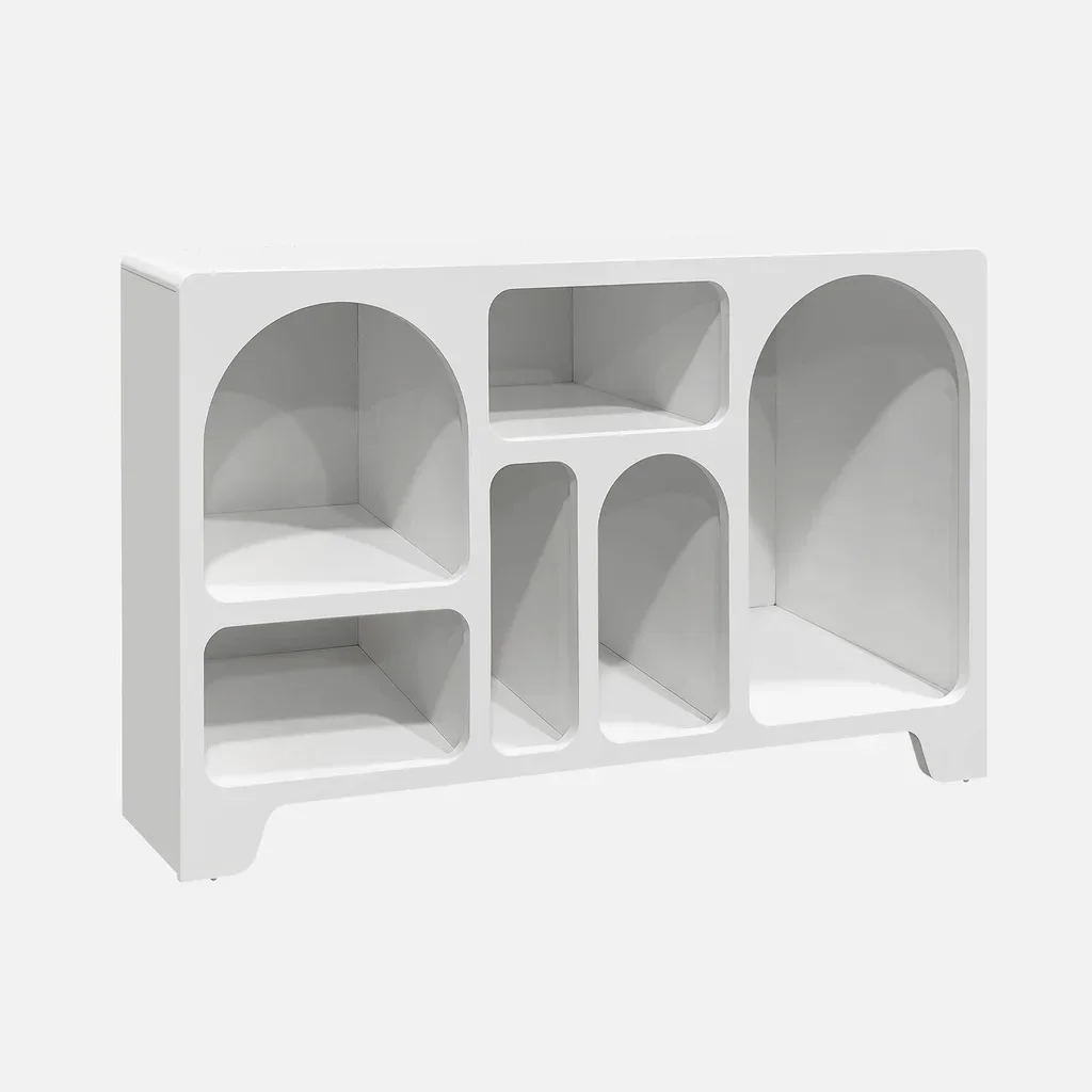 Buffet bois naturel 6 casiers 120 cm style organique Thessa