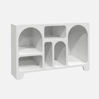 Buffet bois naturel 6 casiers 120 cm style organique Thessa