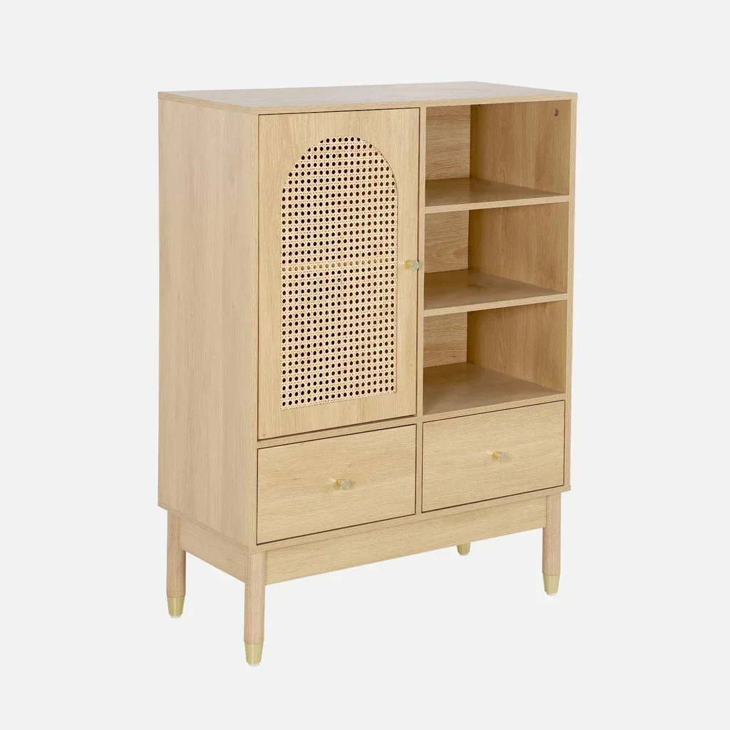 Buffet cannage bois 75cm 1 porte style bohème chic Judith