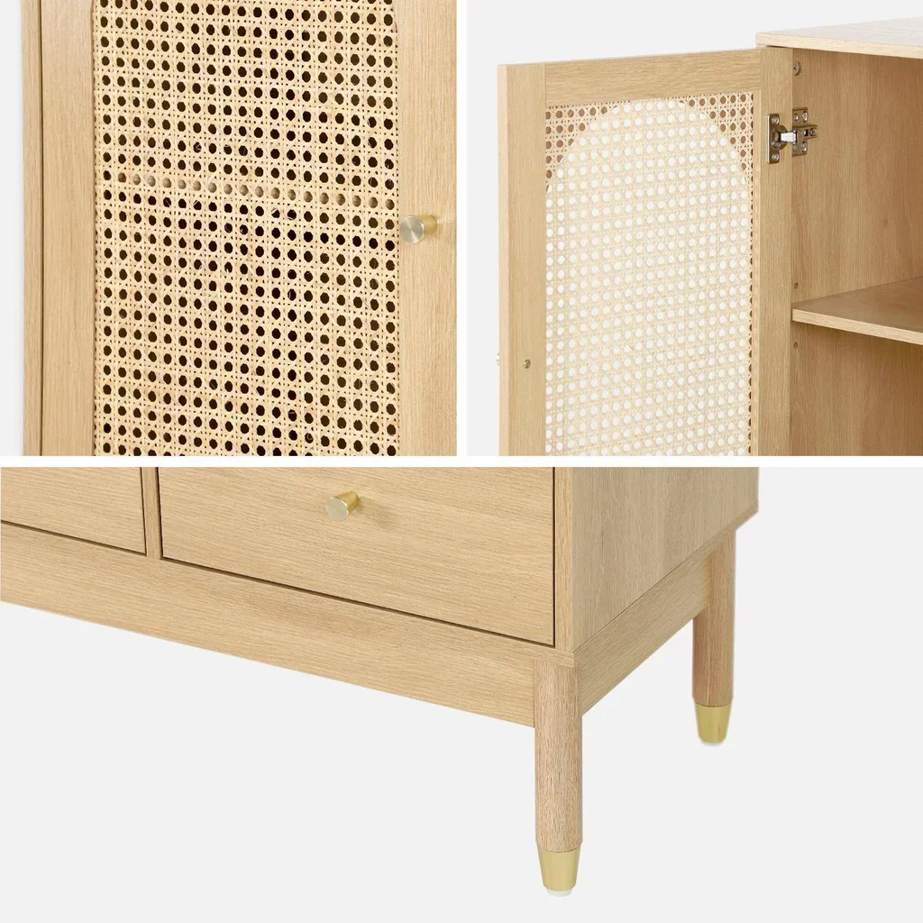 Buffet cannage bois 75cm 1 porte style bohème chic Judith