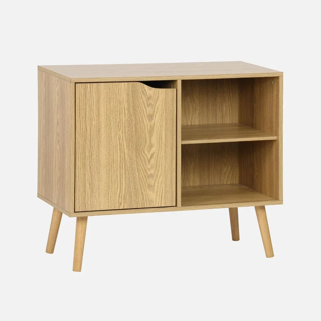 Buffet design scandinave 80 cm bois noyer 1 porte vintage Népal