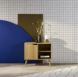 Buffet design scandinave 80 cm bois noyer 1 porte vintage Népal