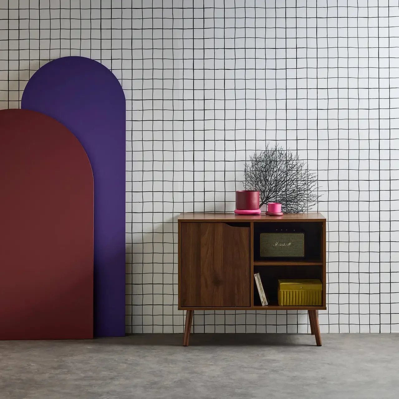 Buffet scandinave bois 80 cm 1 porte vintage Népal noyer