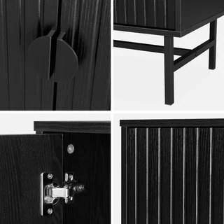 Buffet design bois rainuré 4 portes 157,5 cm Bazalt style industriel