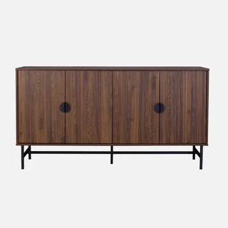 Buffet design bois rainuré 4 portes 157,5 cm Bazalt – Style industriel et élégant