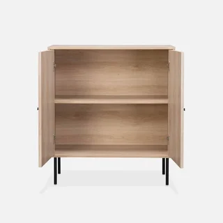 Buffet design bois strié 2 portes noir mat 83,5 cm Braga