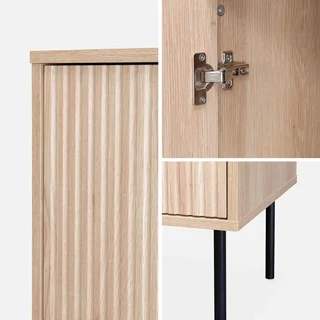 Buffet design bois strié 2 portes noir mat 83,5 cm Braga