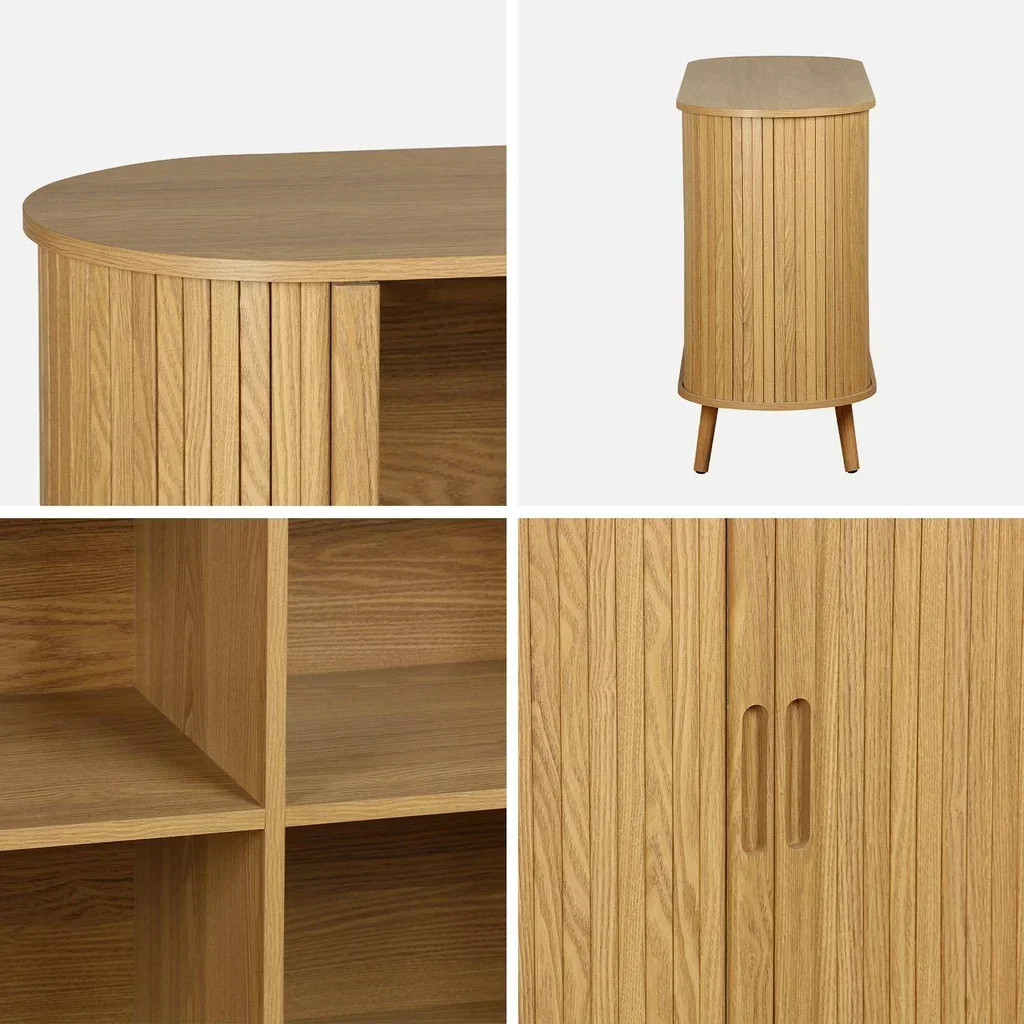 Buffet scandinave 2 portes coulissantes bois strié 120 cm Legacy