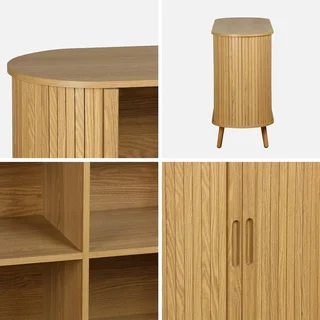 Buffet scandinave 2 portes coulissantes bois strié 120 cm Legacy