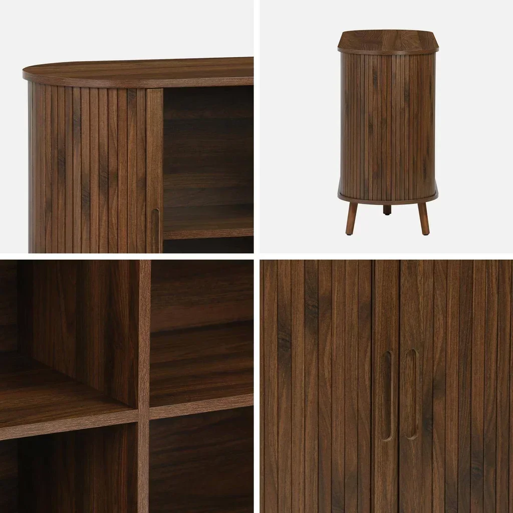 Buffet scandinave bois strié 2 portes coulissantes 120 cm Legacy