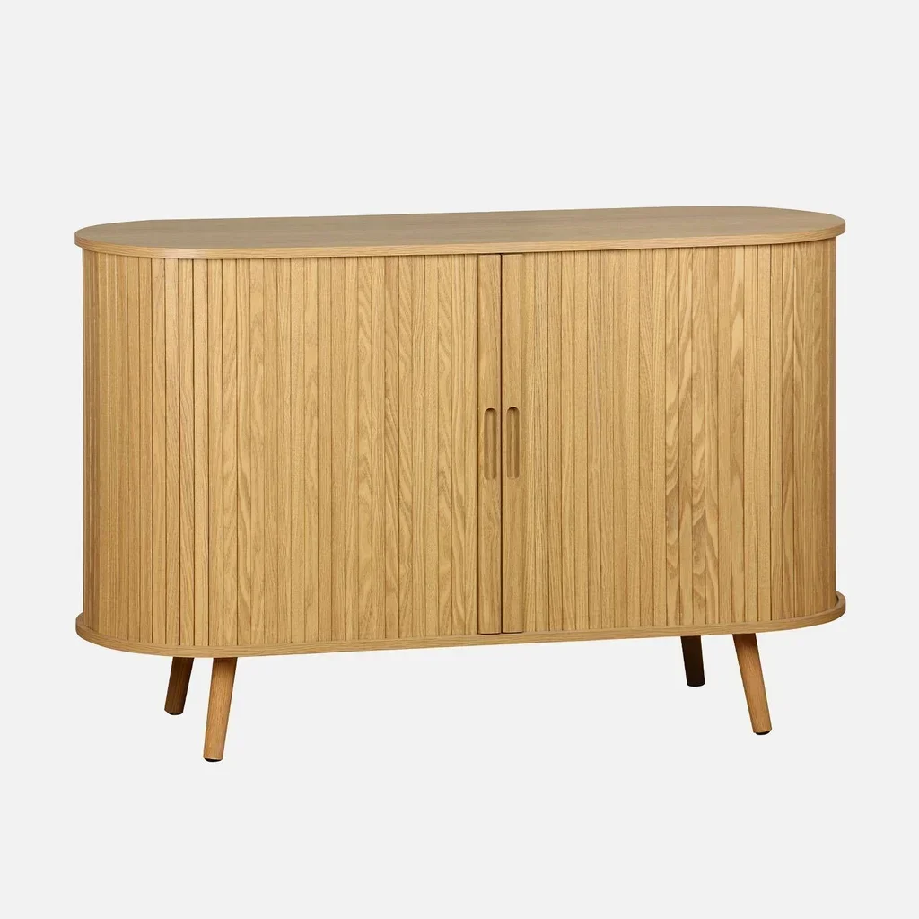 Buffet scandinave 2 portes coulissantes bois strié 120 cm Legacy