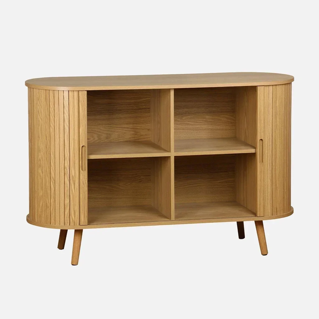 Buffet scandinave 2 portes coulissantes bois strié 120 cm Legacy