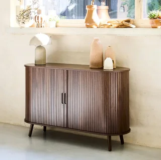 Buffet scandinave bois strié 2 portes coulissantes 120 cm Legacy