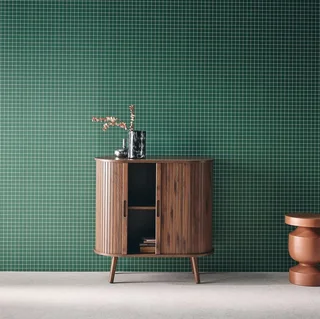 Skandinavisches Sideboard 2 Schiebetüren gestreiftes Holz L80 cm Legacy