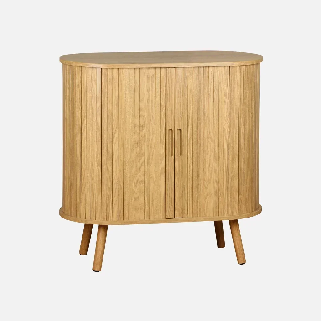 Skandinavisches Sideboard 2 Schiebetüren gestreiftes Holz L80 cm Legacy