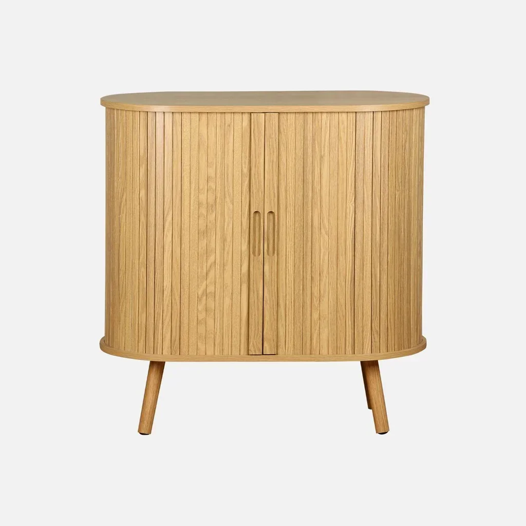 Skandinavisches Sideboard 2 Schiebetüren gestreiftes Holz L80 cm Legacy