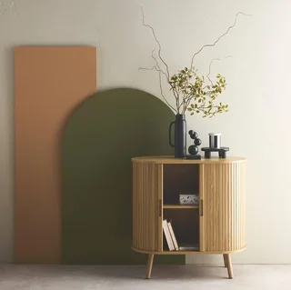 Skandinavisches Sideboard 2 Schiebetüren gestreiftes Holz L80 cm Legacy