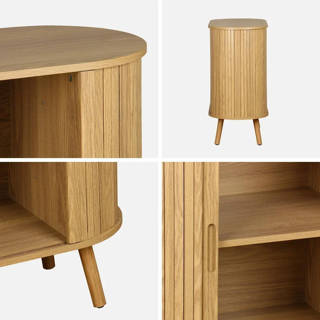 Skandinavisches Sideboard 2 Schiebetüren gestreiftes Holz L80 cm Legacy