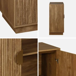 Celian Sideboard 2 Doors Fluted Mango Wood 80 cm Gold