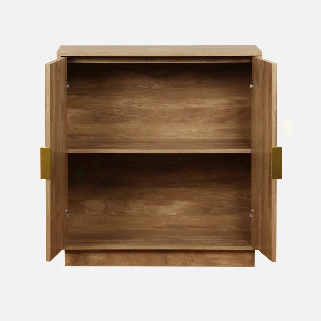 Celian Sideboard 2 Doors Fluted Mango Wood 80 cm Gold