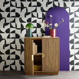 Celian Sideboard 2 Doors Fluted Mango Wood 80 cm Gold