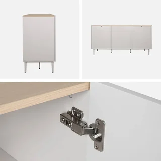 Aparador industrial 3 portas madeira metal 150 cm Ashton