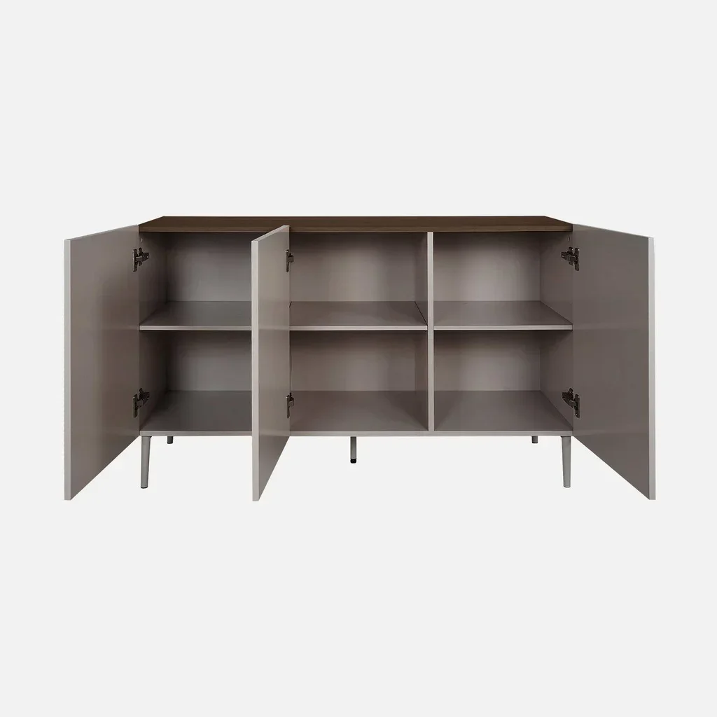 Industrial Sideboard 3 Türen Metall und Holz 120 cm Ashton
