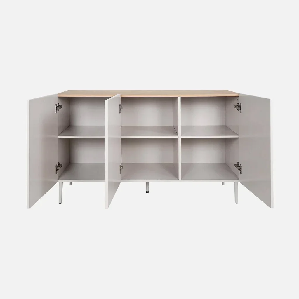 Industrial Sideboard 3 Türen Metall und Holz 120 cm Ashton