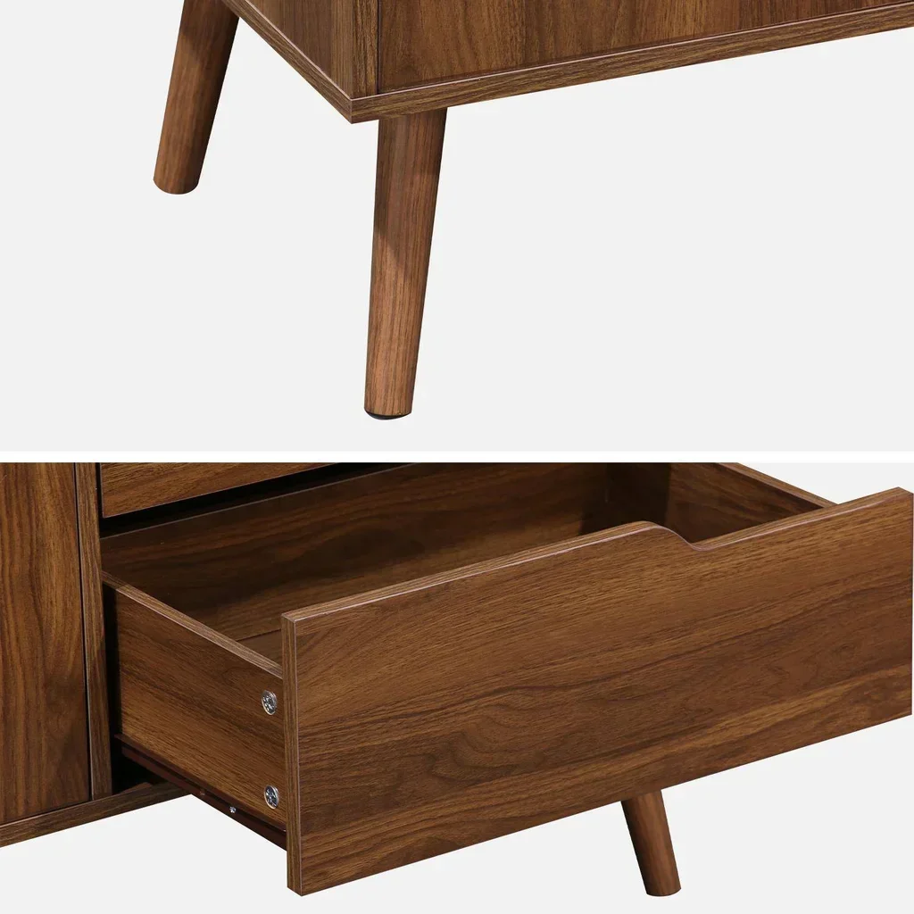 Buffet scandinave 2 portes bois massif 160 cm style nordique Népal