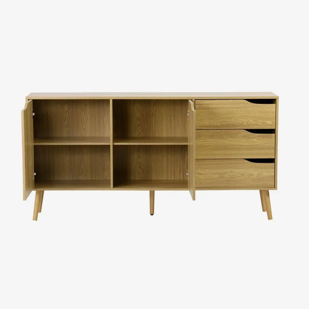 Buffet nordique 2 portes bois massif 160 cm style scandinave Népal