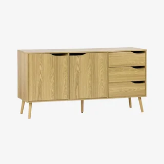 Buffet nordique 2 portes bois massif 160 cm style scandinave Népal
