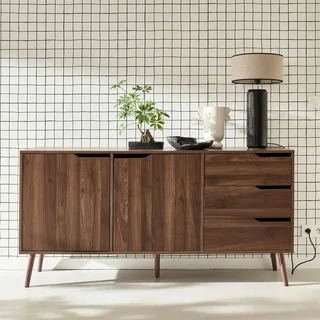 Buffet scandinave 2 portes bois massif 160 cm style nordique Népal