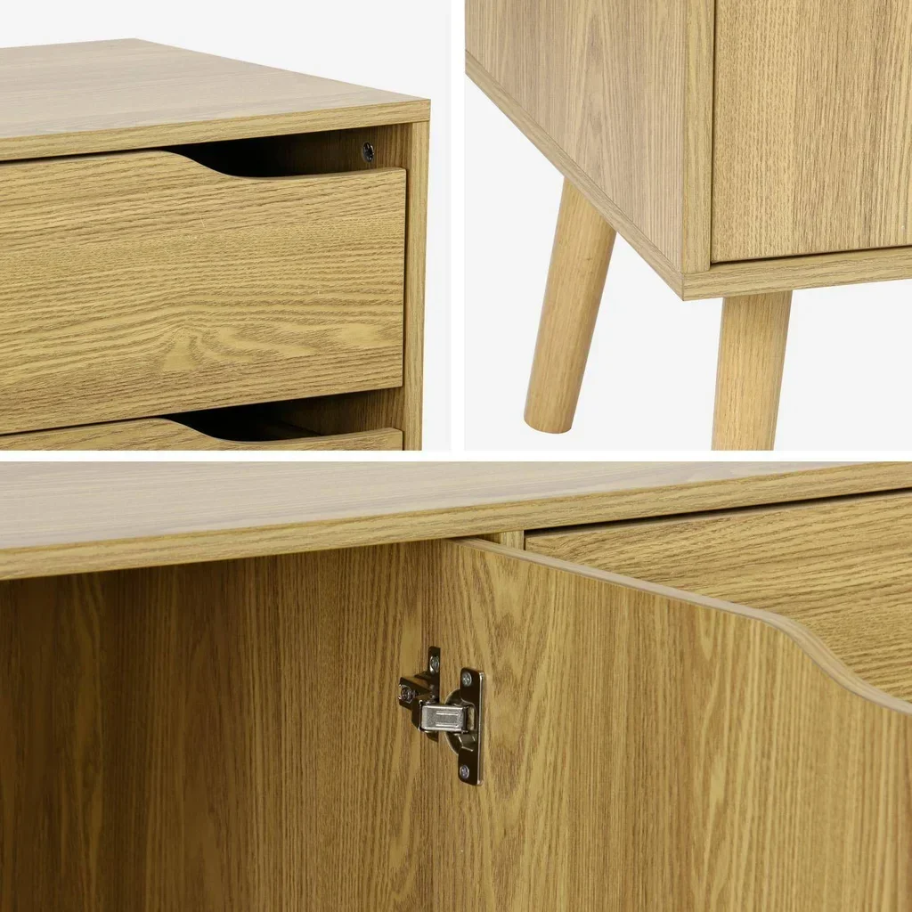 Buffet nordique 2 portes bois massif 160 cm style scandinave Népal
