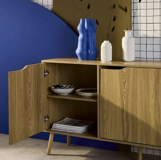 Buffet nordique 2 portes bois massif 160 cm style scandinave Népal