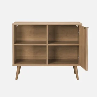 Scandinavian sideboard rattan curved 1 door wood 80 cm