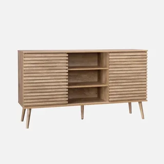 Scandinavian sideboard Madere 140cm striped wood sliding doors