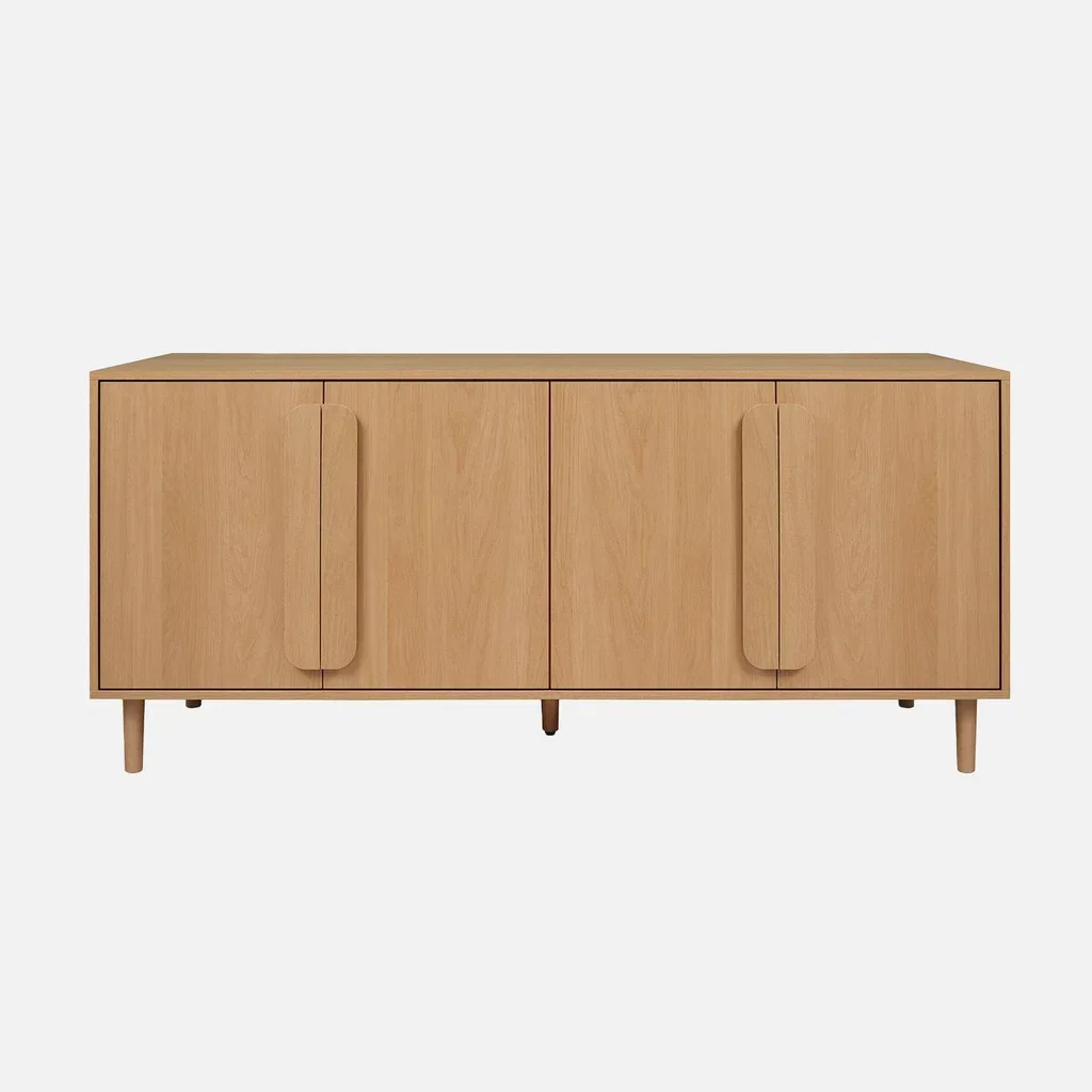 Buffet rétro 4 portes bois massif 160 cm Juliana noyer