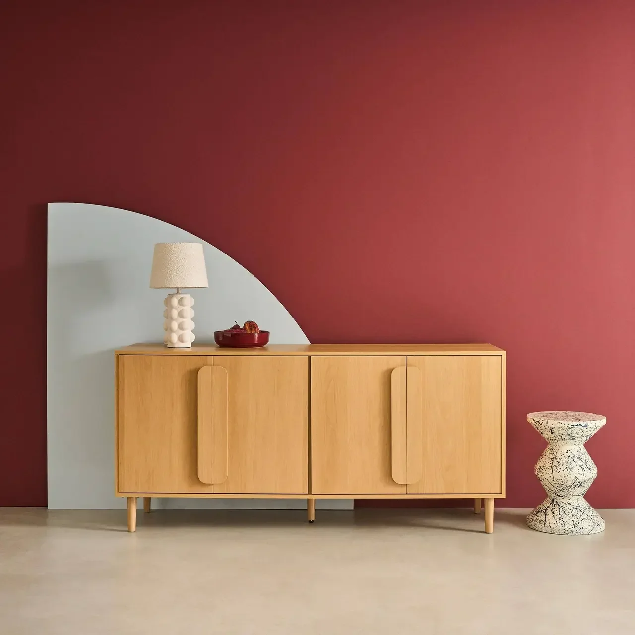 Buffet rétro 4 portes bois massif 160 cm Juliana noyer