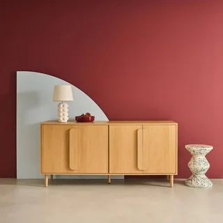 Buffet rétro 4 portes bois massif 160 cm Juliana noyer