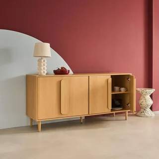 Buffet rétro 4 portes bois massif 160 cm Juliana noyer