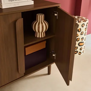 Buffet rétro 4 portes bois massif 160 cm Juliana noyer