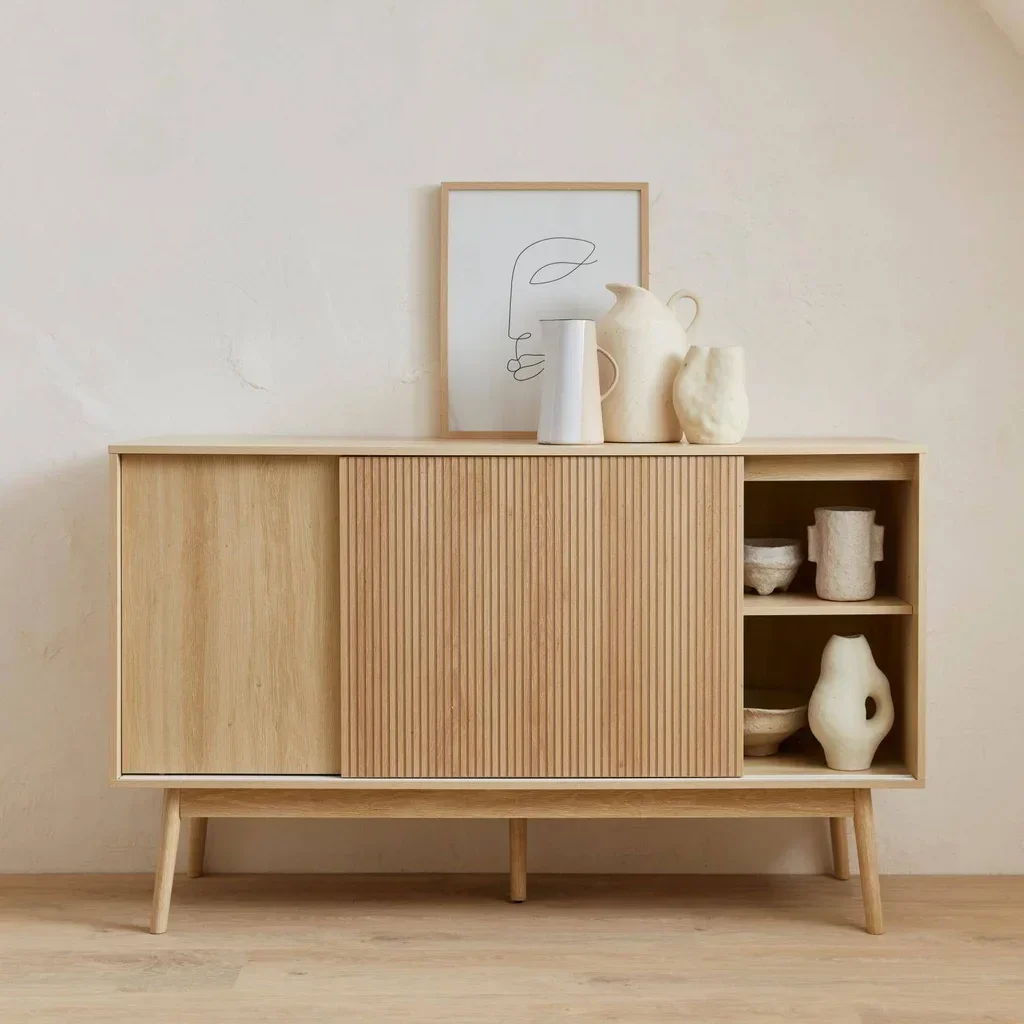 Buffet scandinave 2 portes bois 150 cm style nordique épuré