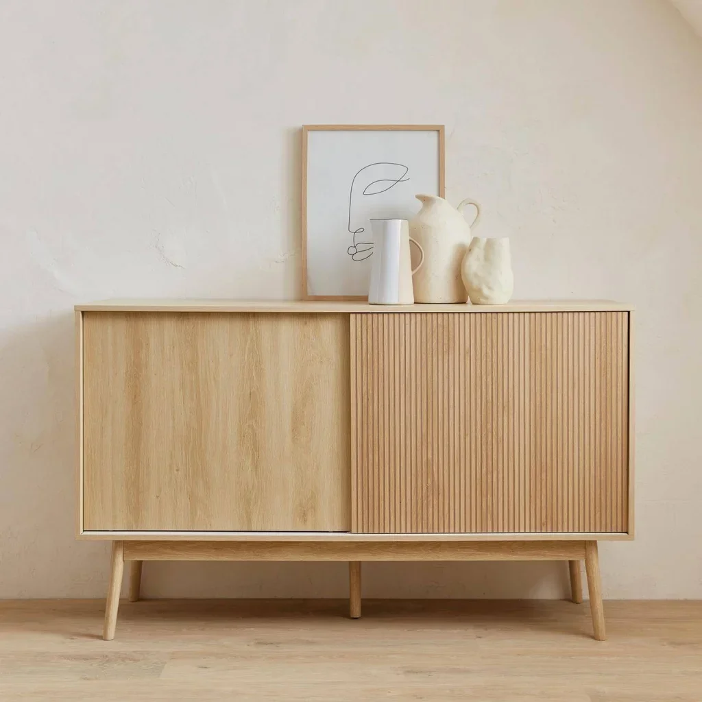 Buffet scandinave 2 portes bois 150 cm style nordique épuré