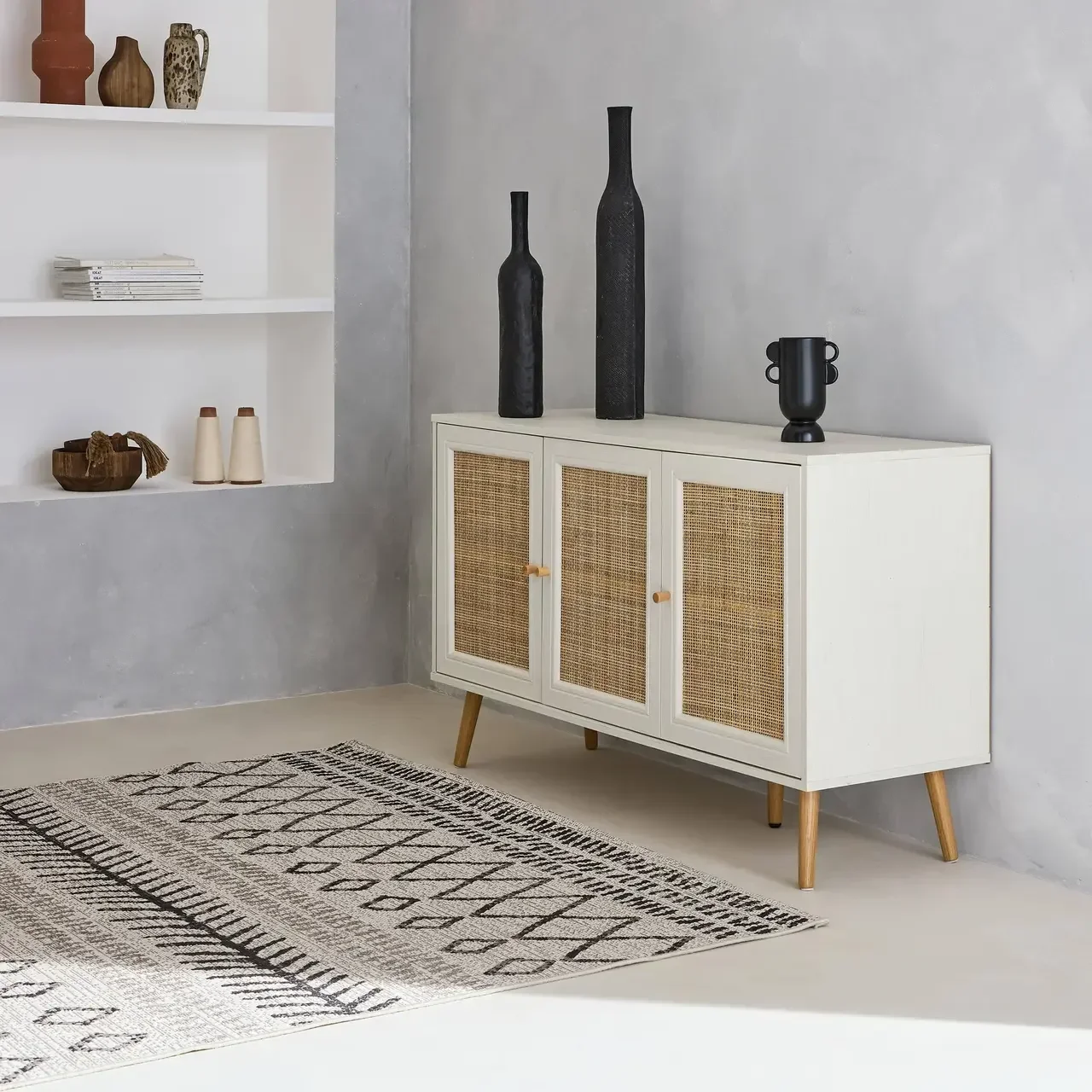 Madia scandinava 3 ante canna legno 120 cm