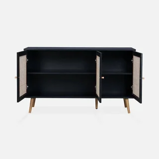 Madia scandinava 3 ante vimini legno 120 cm - Stile Boho Chic