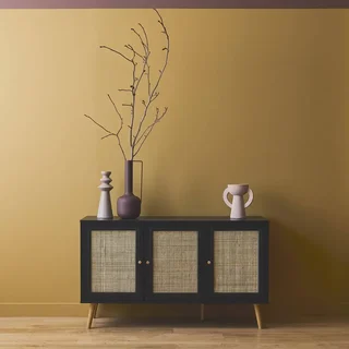 Madia scandinava 3 ante vimini legno 120 cm - Stile Boho Chic