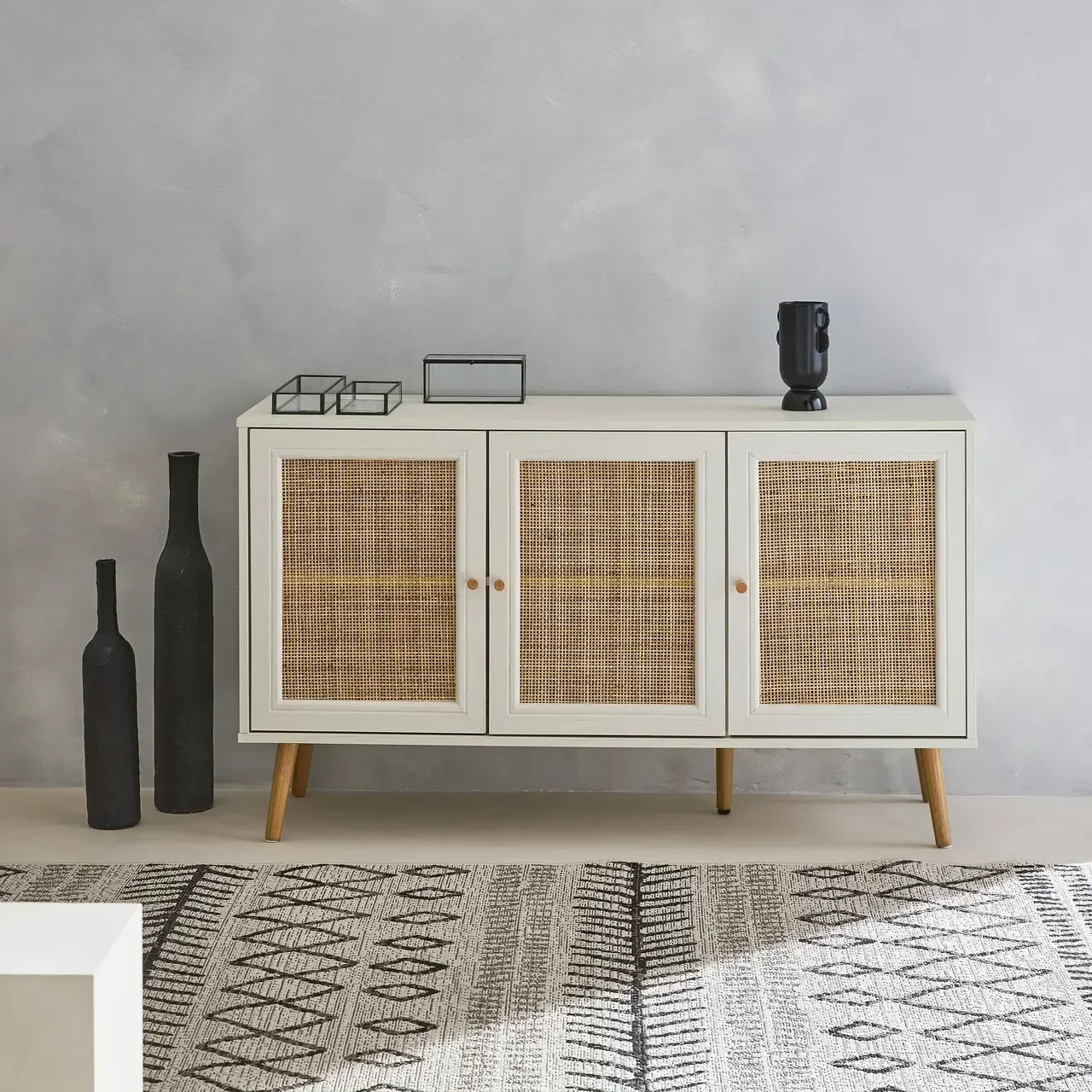 Madia scandinava 3 ante canna legno 120 cm