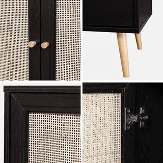 Madia scandinava 3 ante vimini legno 120 cm - Stile Boho Chic